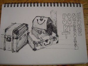 Sketch of suit cases at Sydney Maritime Museum